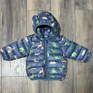 Kids' Blue Dinosaur Puffer Jacket